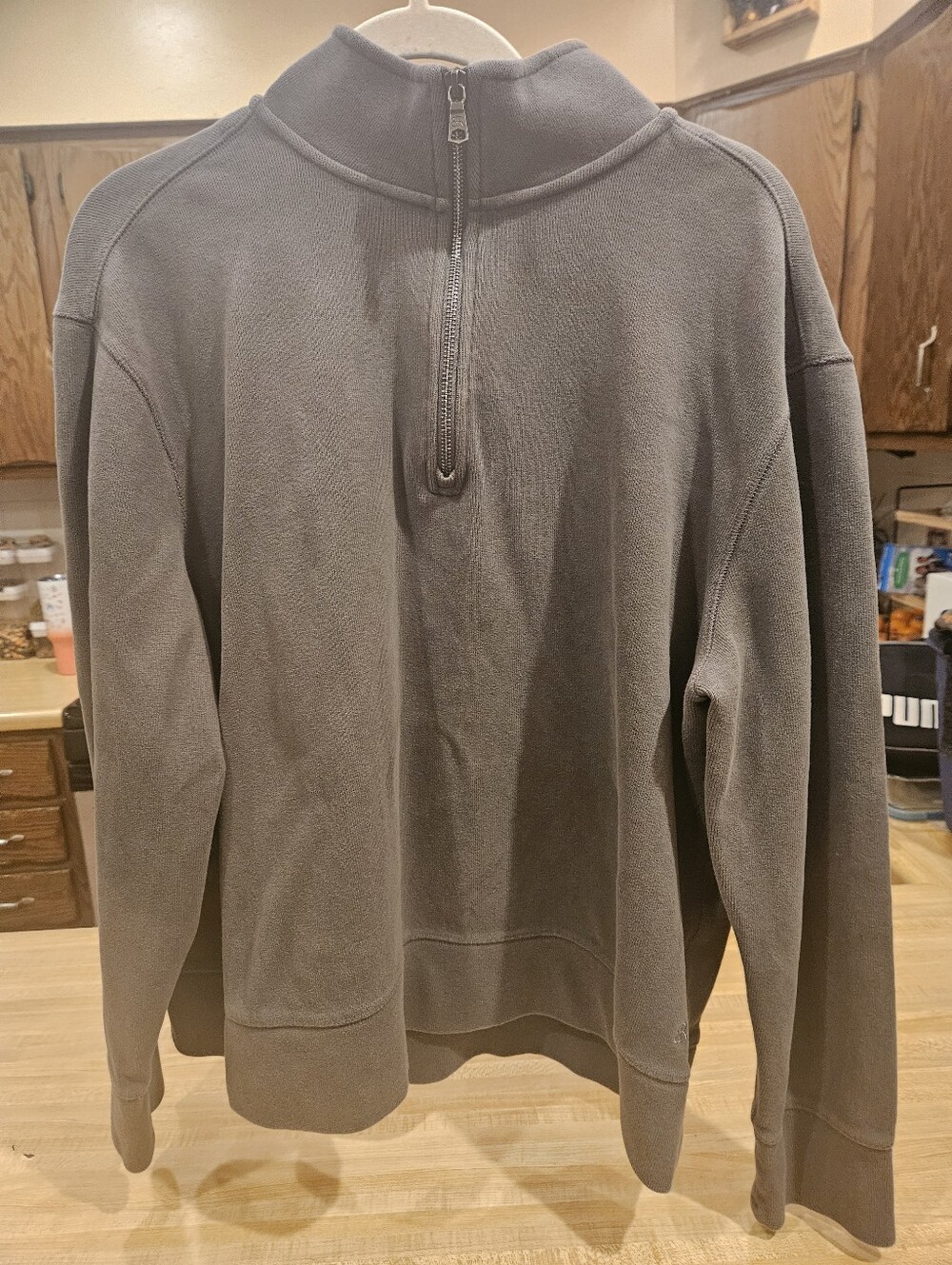 Banana Republic Men's Zip-Neck Fleece Pullover - Gray
